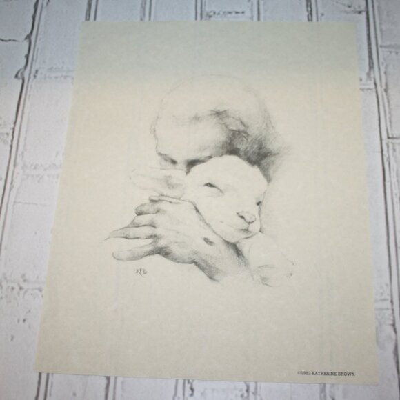 🐑 “Jesus and the Lamb” Art Print · Katherine Brown · 1982 · 11x14" - Picture 1 of 6